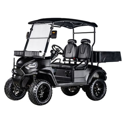 Un buen precio. 400-500 kg Peso de la correa 4 plazas 48V5KW AC Motor Carro de golf eléctrico con caja de carga y sistema de freno del tambor delantero trasero en línea