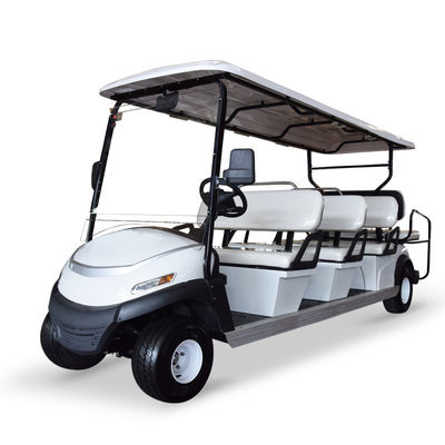 Un buen precio. 8 asientos Carro de golf eléctrico 13,7 mph Velocidad posición de pie de la cola del carruaje equipado para el transporte de pasajeros en línea
